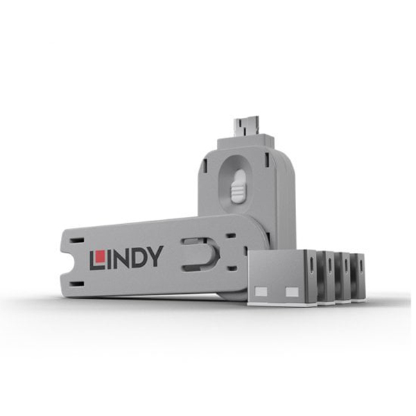 Lindy USB Type A Port Blocker Key - Pack of 4 Blockers, White